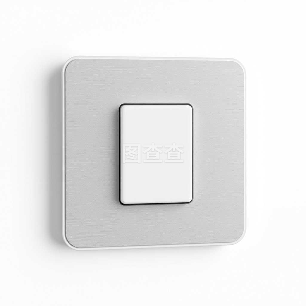 空白,銀色,電源開關(guān)按鈕。角度視圖。3d
